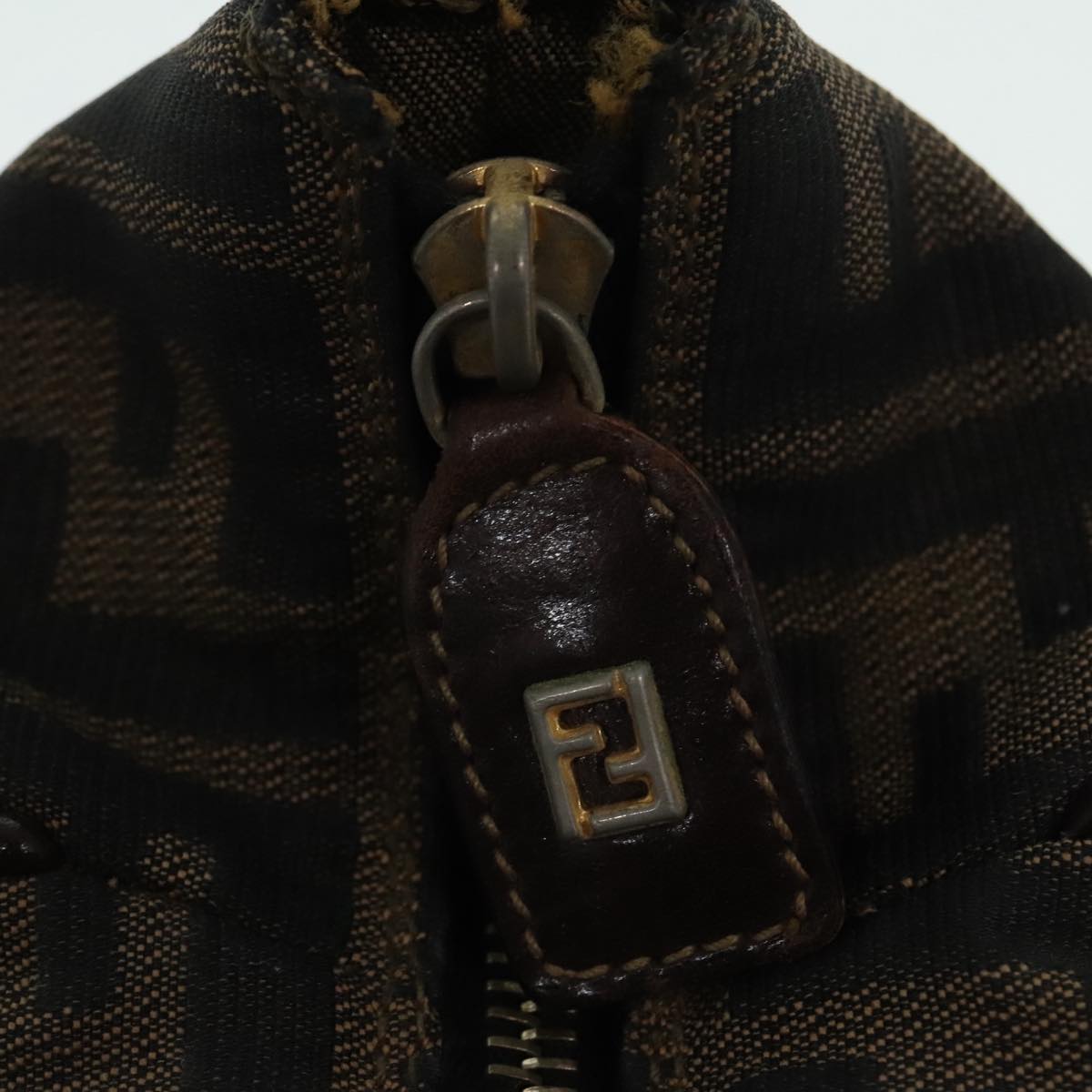 FENDI Zucca Canvas Hand Bag 2way Brown Black gold89813