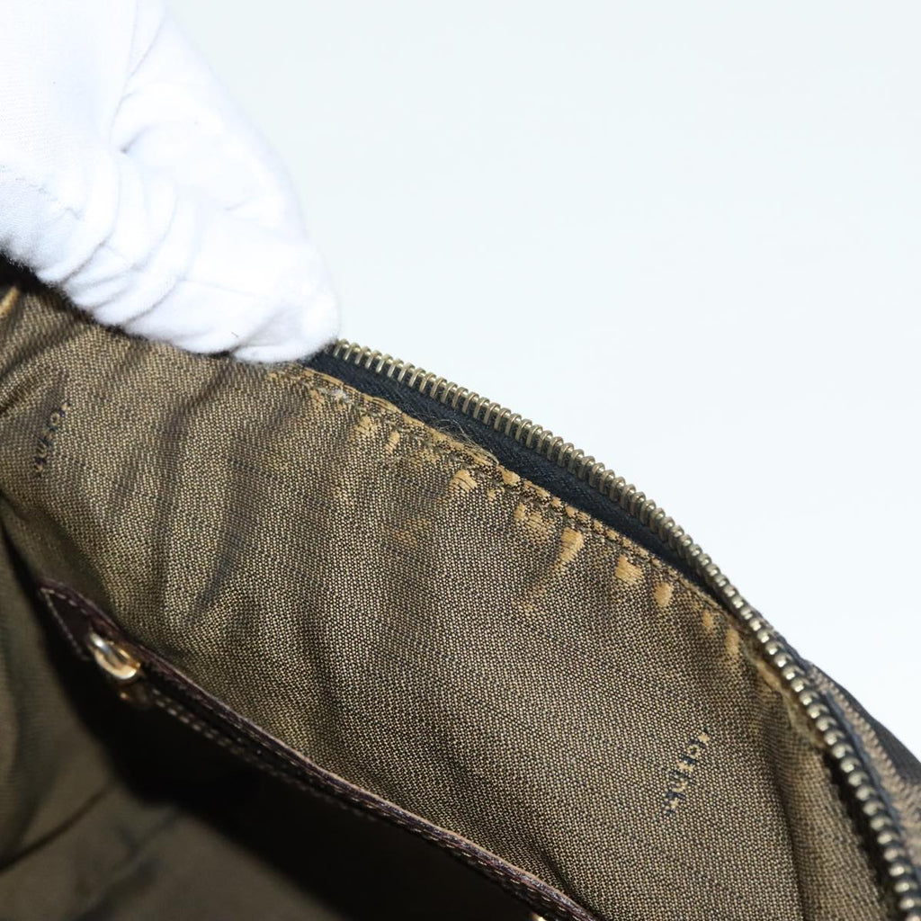 FENDI Zucca Canvas Hand Bag 2way Brown Black gold89813