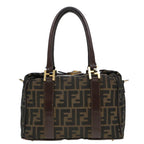 FENDI Zucca Canvas Hand Bag 2way Brown Black gold89813