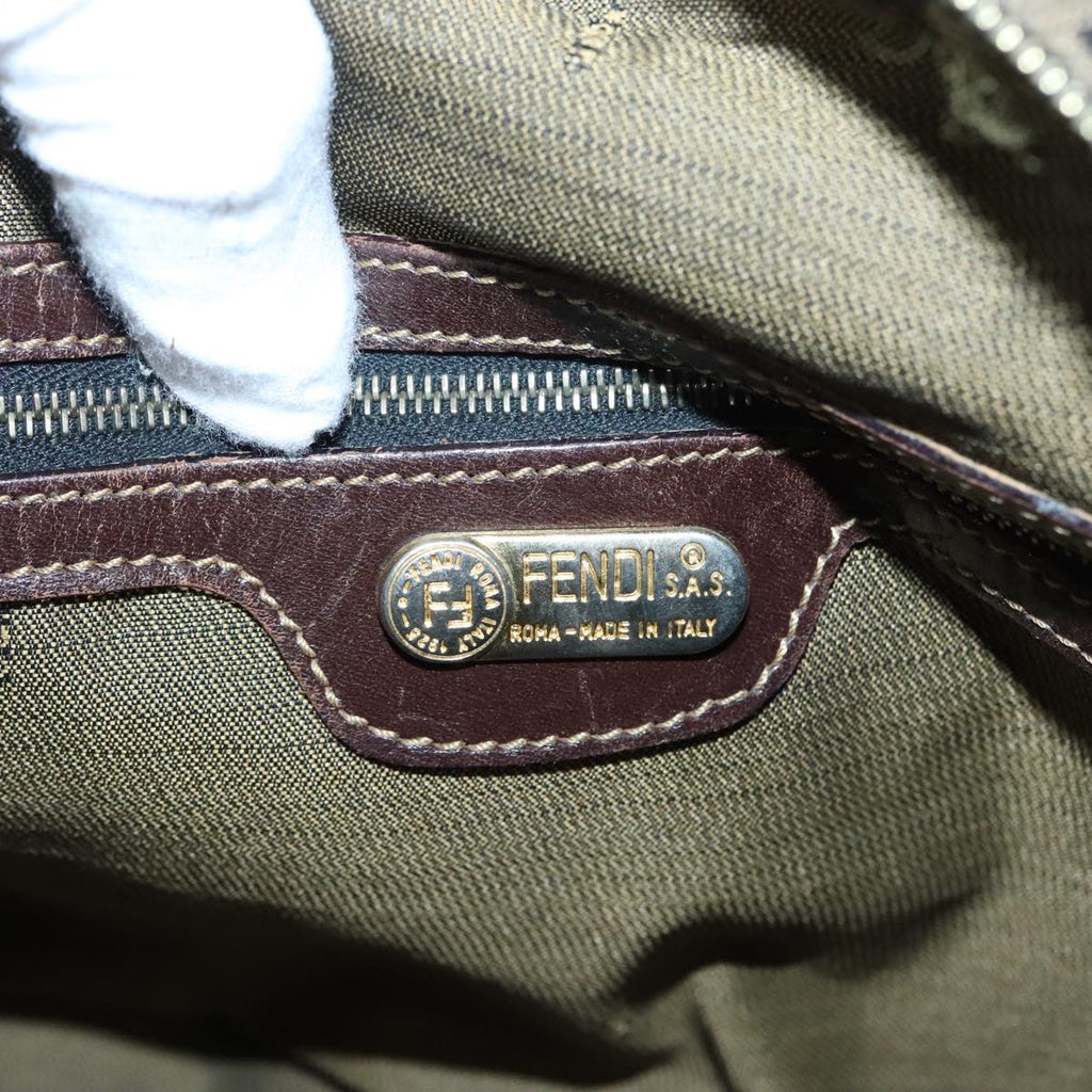 FENDI Zucca Canvas Hand Bag 2way Brown Black gold89813
