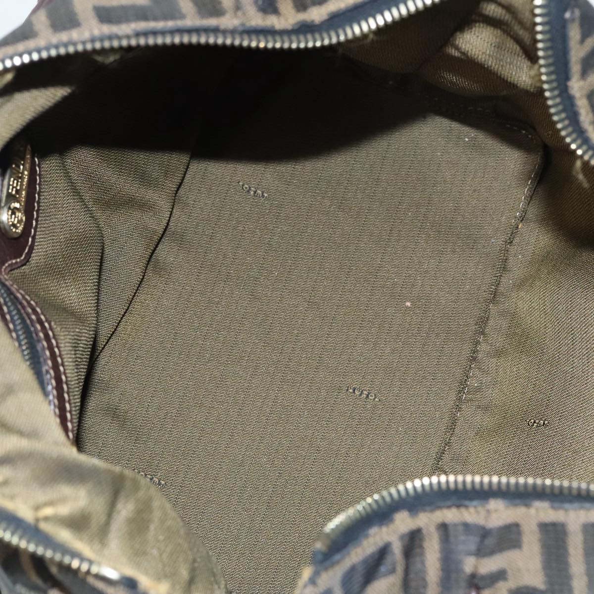 FENDI Zucca Canvas Hand Bag 2way Brown Black gold89813