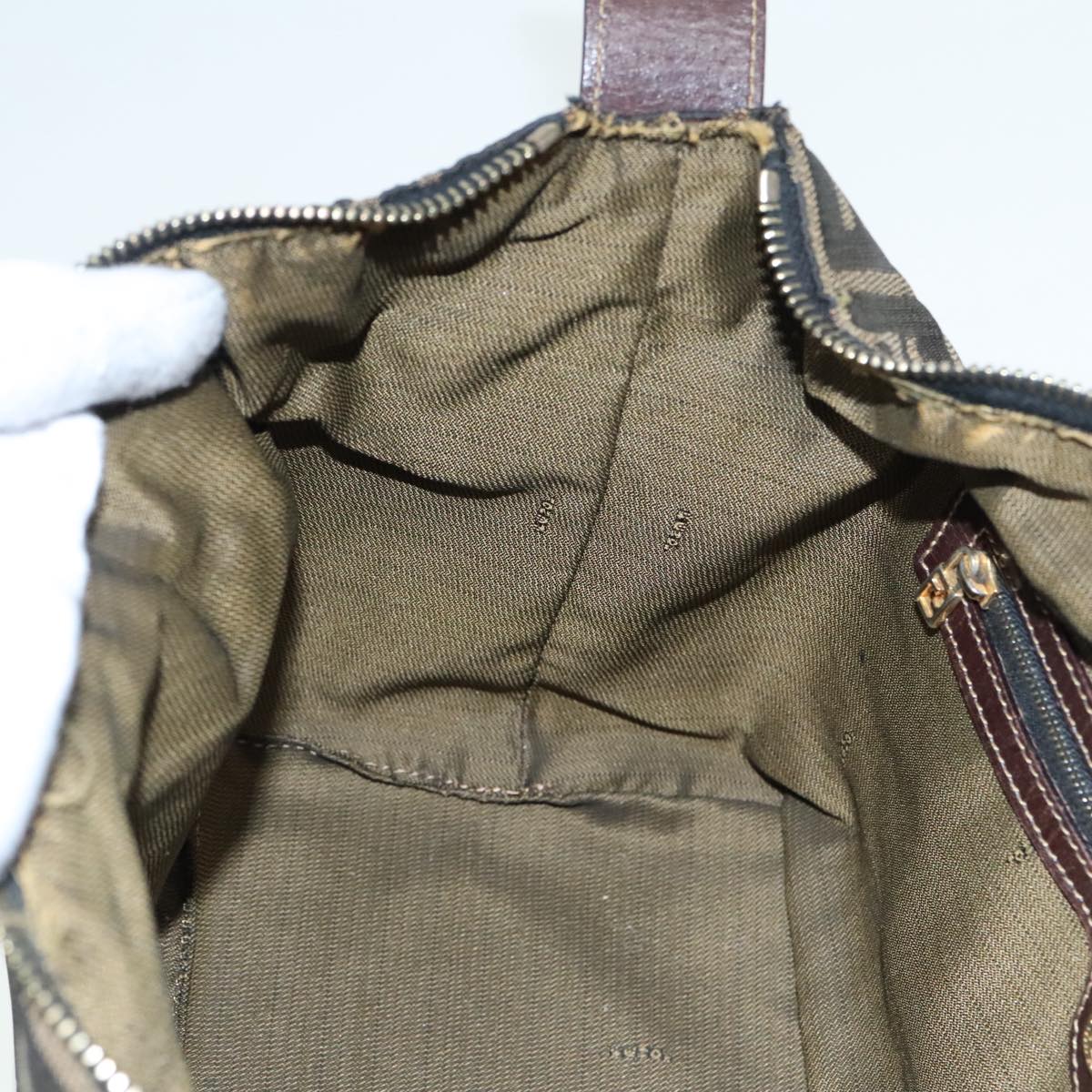 FENDI Zucca Canvas Hand Bag 2way Brown Black gold89813