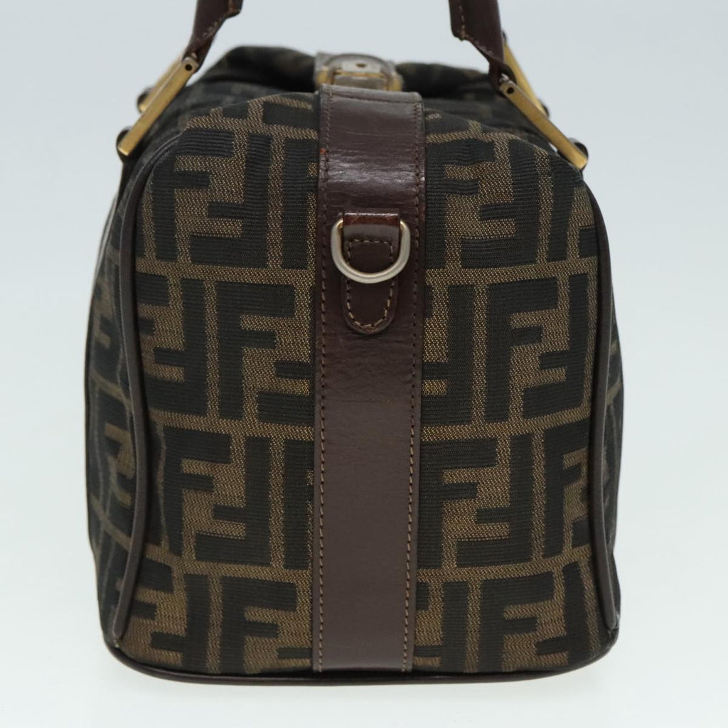 FENDI Zucca Canvas Hand Bag 2way Brown Black gold89813