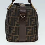 FENDI Zucca Canvas Hand Bag 2way Brown Black gold89813