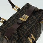FENDI Zucca Canvas Hand Bag 2way Brown Black gold89813