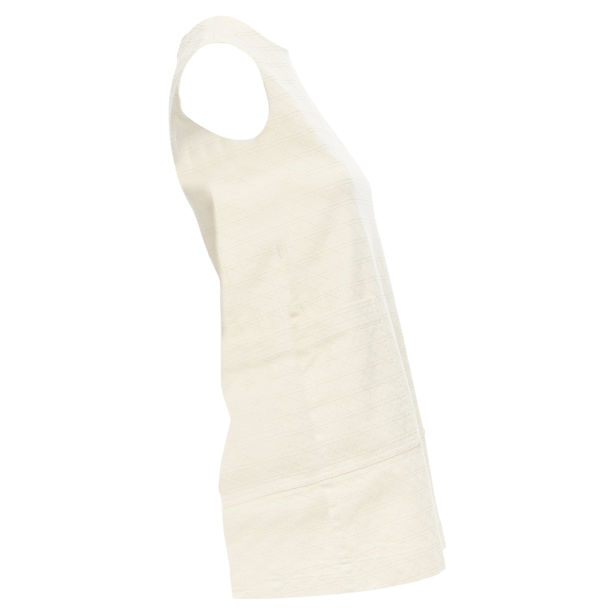 Christian Dior Kids Cotton Blend Cannage Topstitch Dress