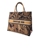 Dior Animals Monkey Book Tote Large Brown Canvas