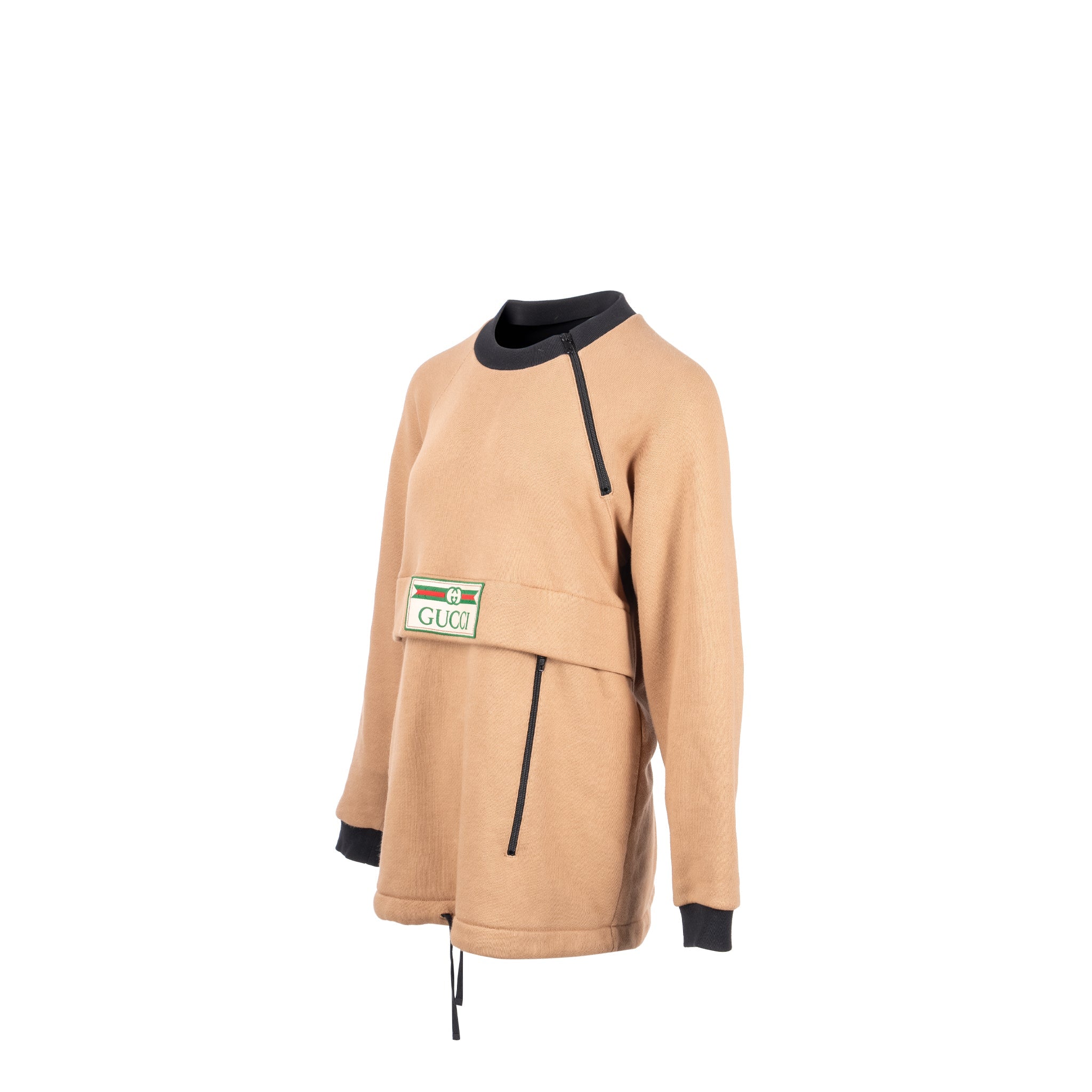 GUCCI Size XS Vintage Logo Sweatshirt Cotton Carmel/Multicolour