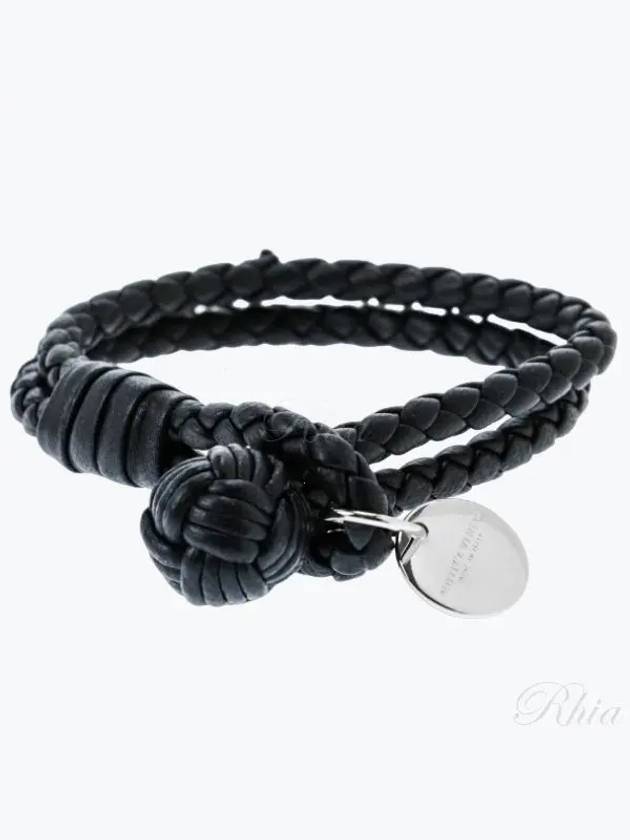 Bottega Veneta Intrecciato Double Weaving Bracelet Navy