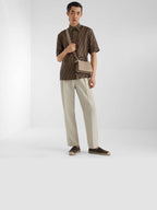Fendi Men's FF Motif Silk Short Sleeve Shirt Brown