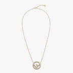FENDI F LOGO NECKLACE GOLD FULL DIAMOND