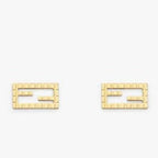 FENDI FF BAGUETTE MOTIF SHAPED GOLD EARRINGS