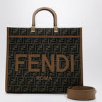 Fendi Medium Sunshine Bag In Brown Jacquard Ff Fabric Women