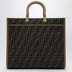Fendi Medium Sunshine Bag In Brown Jacquard Ff Fabric Women