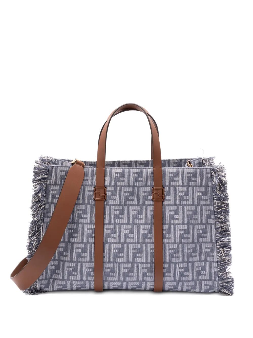 FENDI Denim-Effect FF Jacquard Handbag