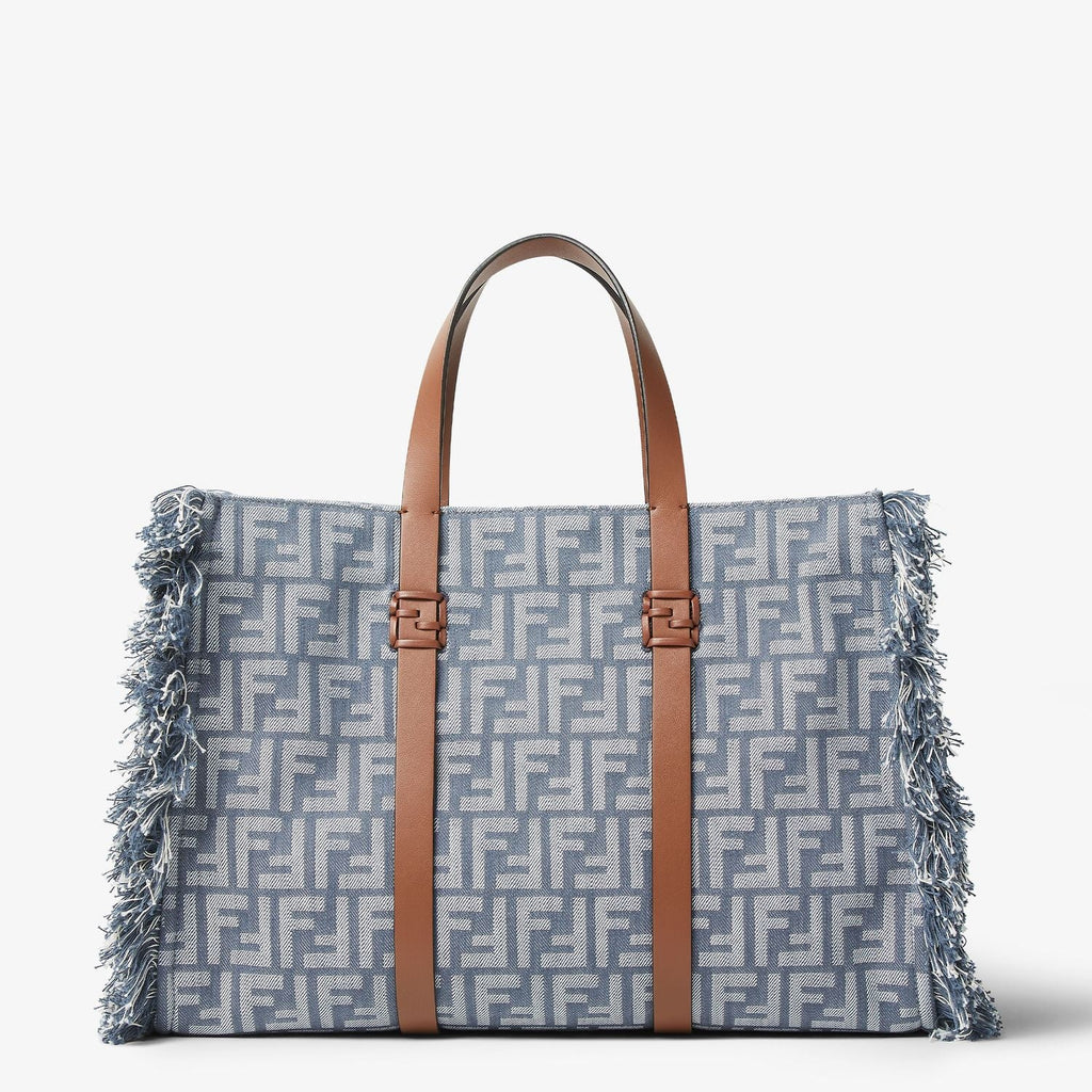 FENDI Denim-Effect FF Jacquard Handbag