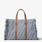 FENDI Denim-Effect FF Jacquard Handbag
