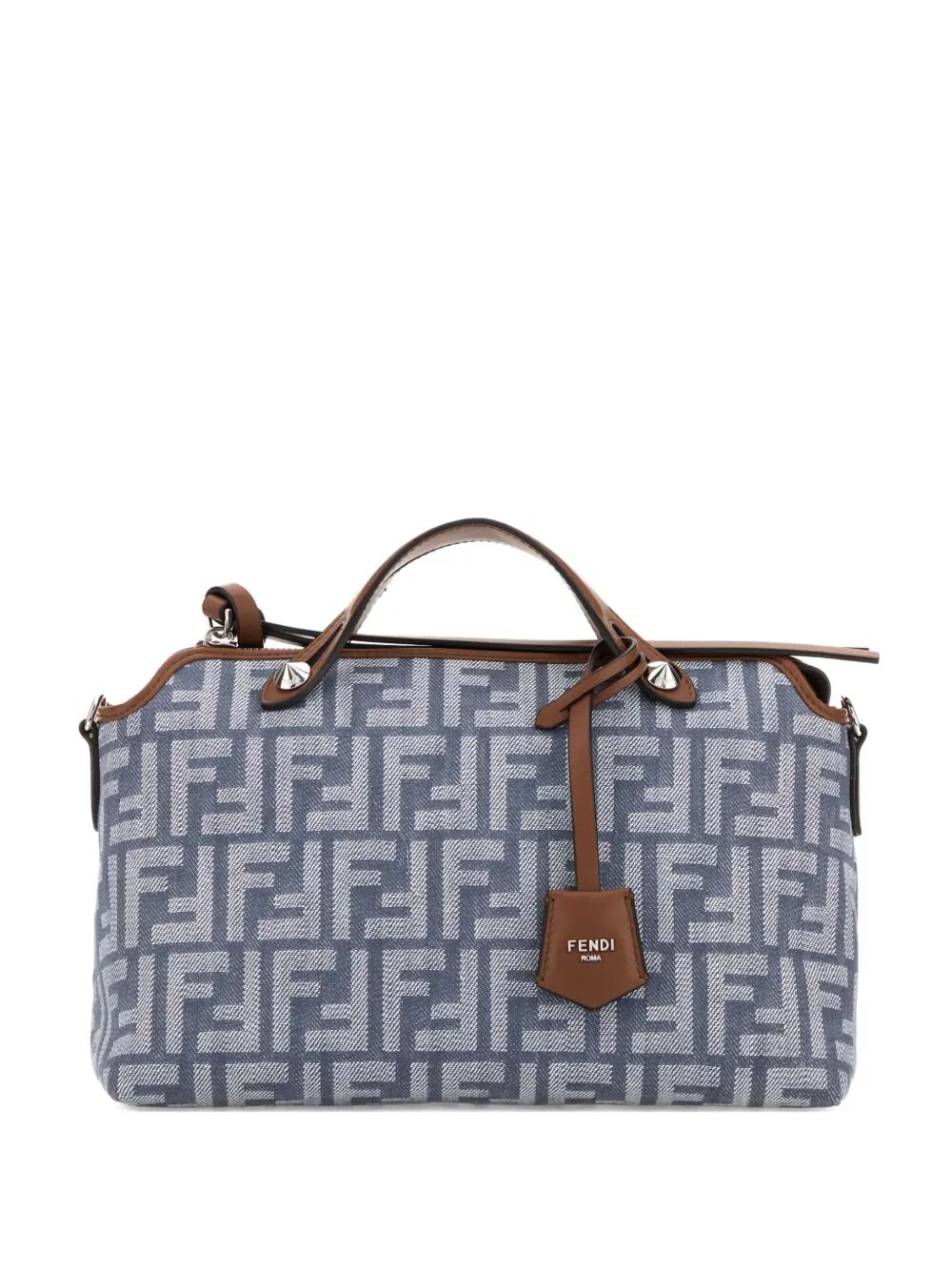 FENDI Medium Denim-Effect FF Jacquard Handbag