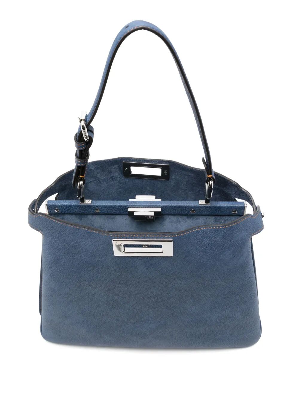 FENDI Medium Denim-Effect Leather Handbag