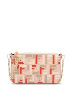 FENDI Mini Fabric Baguette Pouch Handbag with Chain