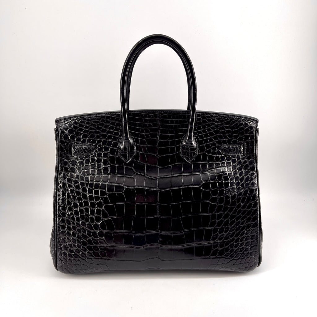 Hermes Birkin35 Bag Black  Crocodile Gold Hardware