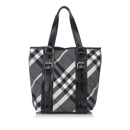 Pre-Loved Burberry Black Patent Leather Woven Shoulder Bag United Kingdom