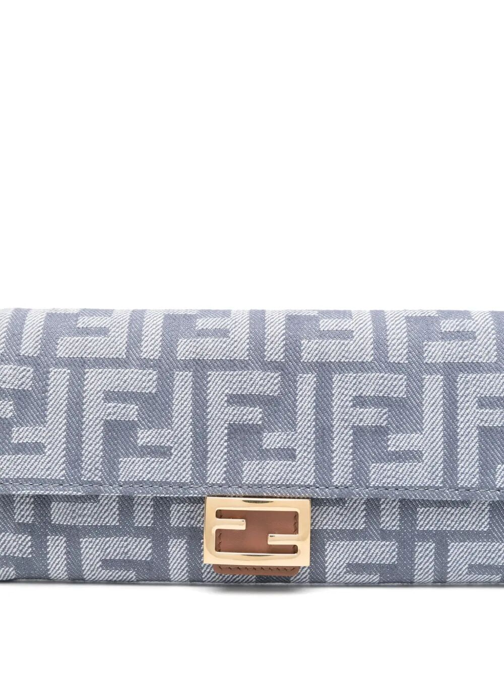 FENDI Continental Chain Wallet with FF Denim Effect