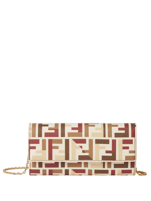 FENDI Mini Fabric Continental Pouch Handbag with Chain