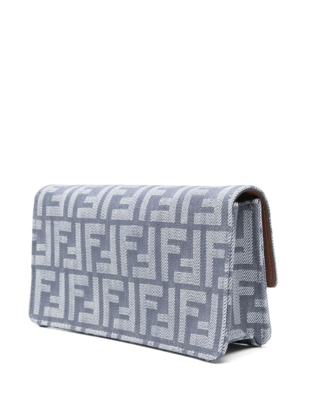 FENDI Denim-Effect FF Jacquard Mini Baguette Wallet on Chain
