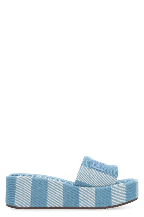 FENDI Denim-Effect Slide Sandals for Women