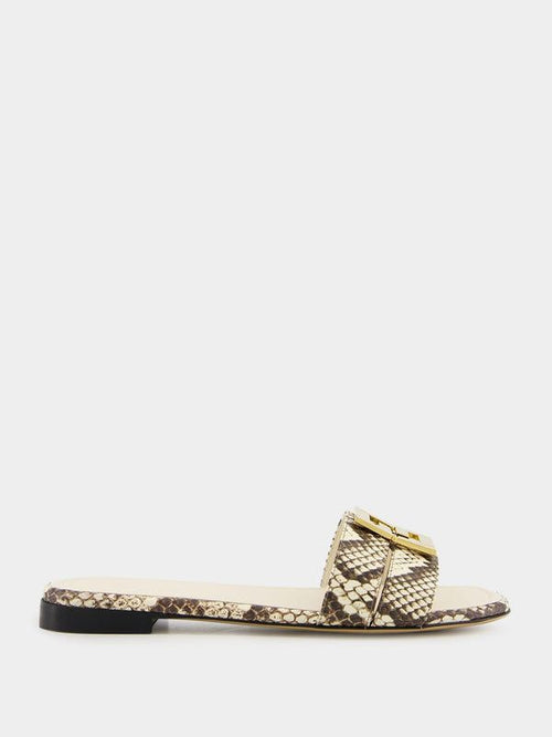 FENDI Multicolor Leather Fold Slippers - Flat FF Style 55mm