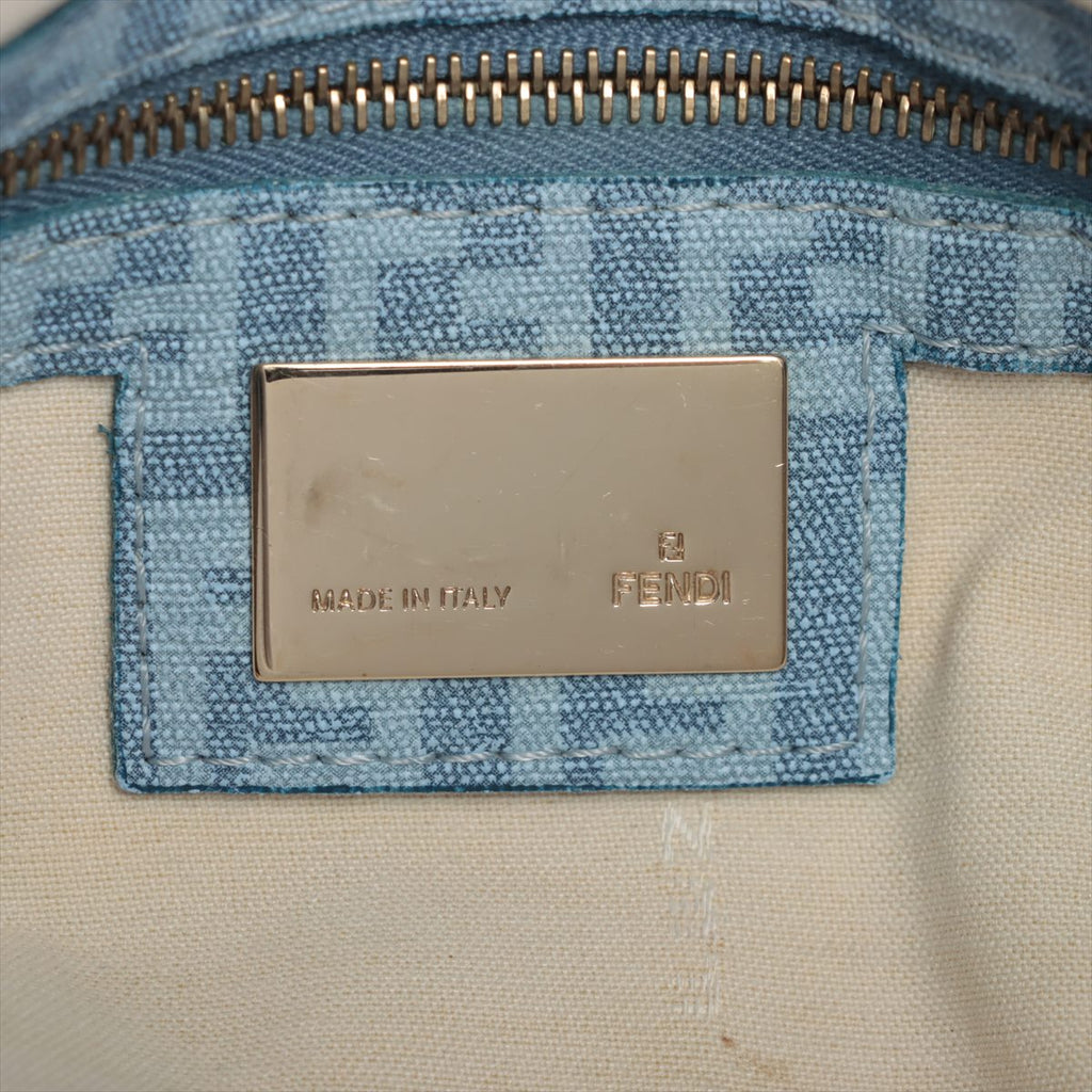 Fendi Blue Zucchino Coated Canvas Baguette Bag
