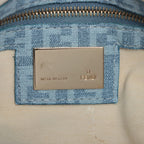 Fendi Blue Zucchino Coated Canvas Baguette Bag