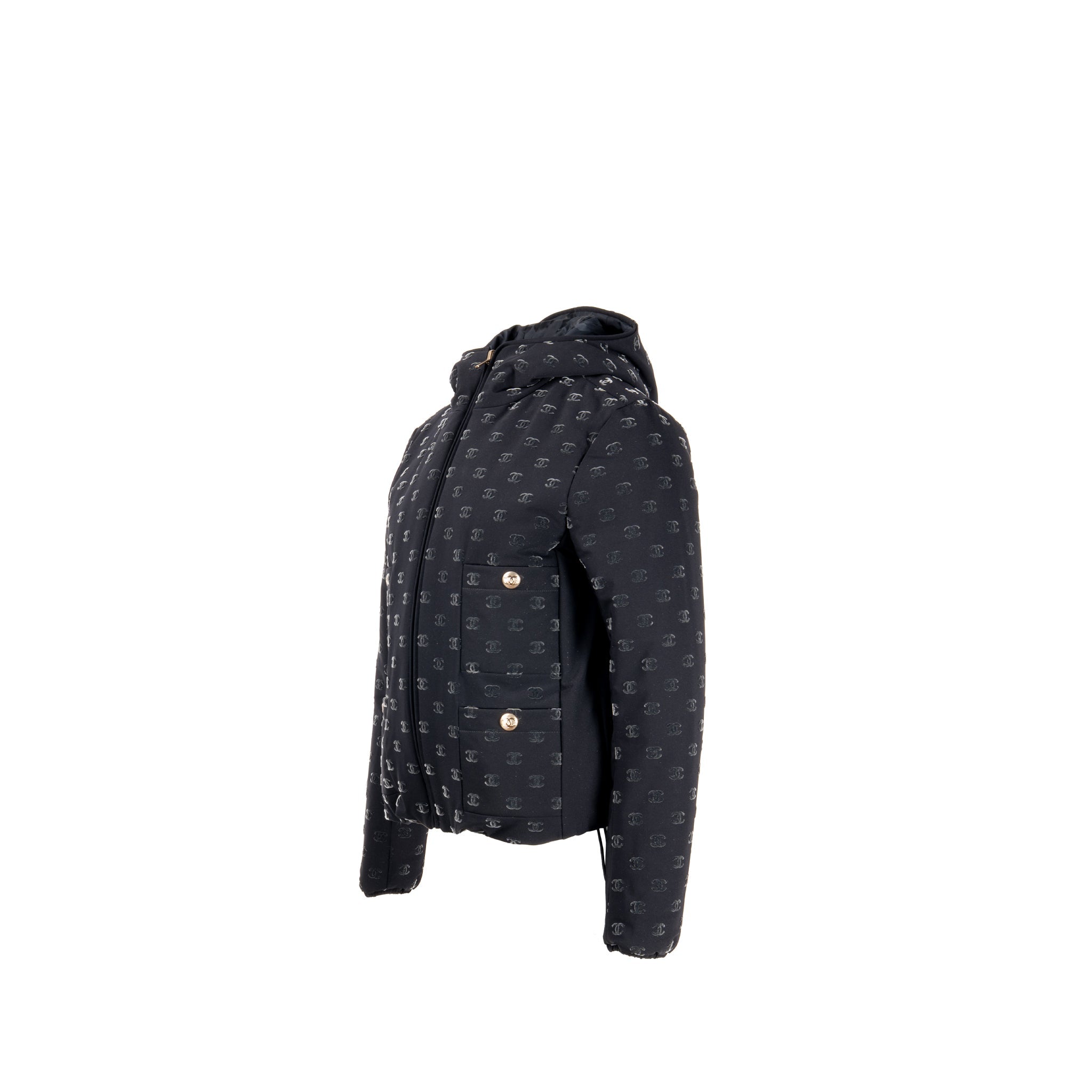 Chanel Size 36 CC Logo Blouson Jacket Polyamide/Elastane Black