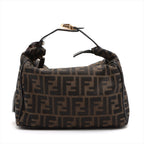 Fendi Zucca Canvas  Leather Vanity Bag Brown Fendy