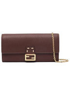 Fendi Baguette Chain Long Wallet Brown