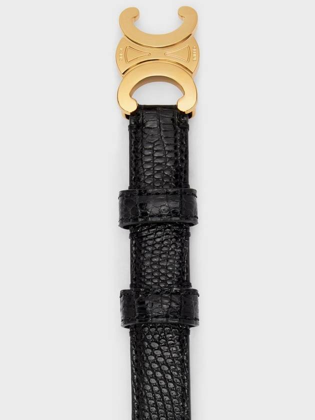CELINE Small Lizard Triomphe Belt Black