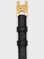 CELINE Small Lizard Triomphe Belt Black