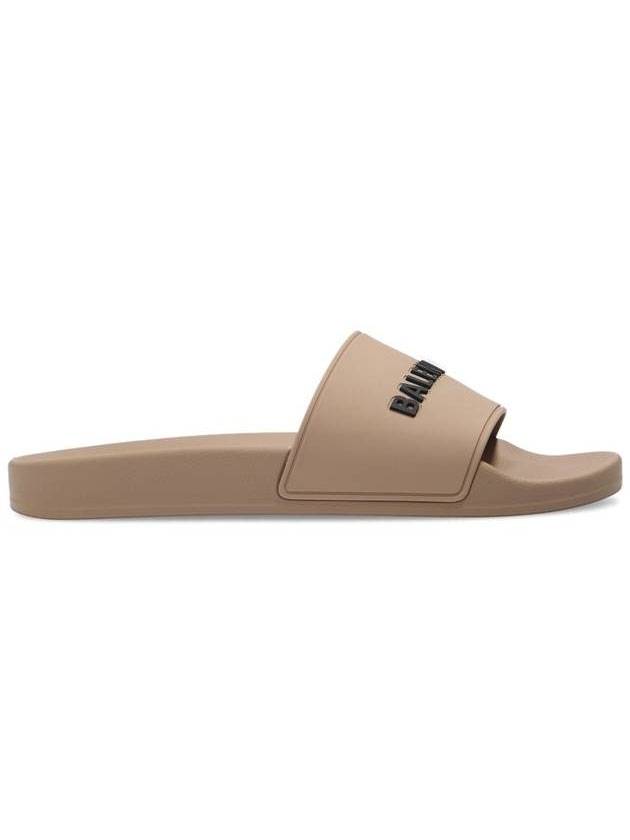 Balenciaga Logo Slides Slippers Beige