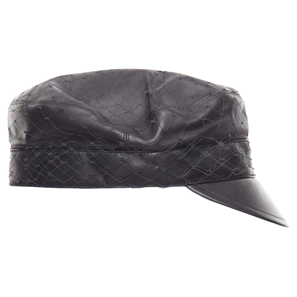 Dior Arty soft leather mesh veil CD bee lined newsboy hat