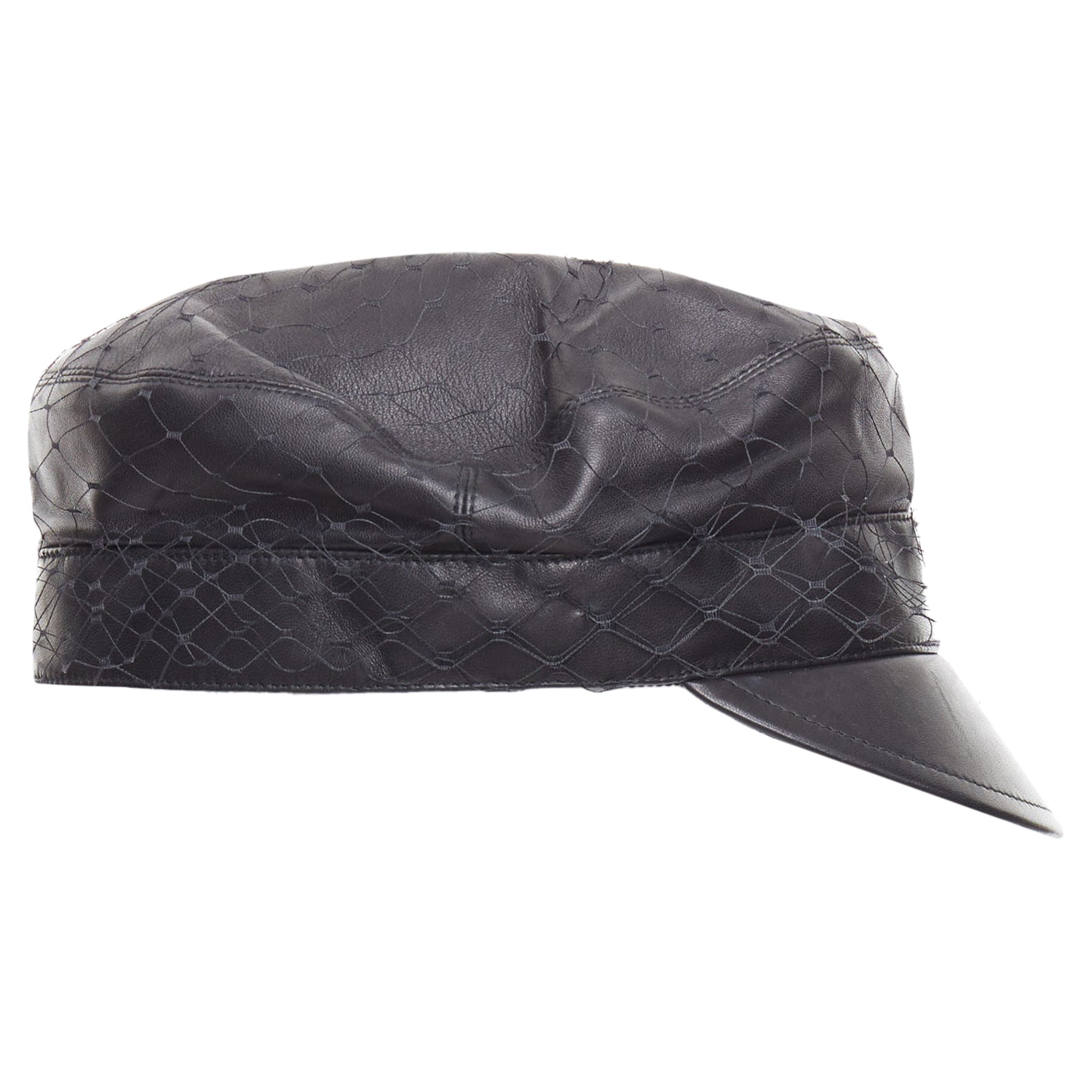 Dior Arty soft leather mesh veil CD bee lined newsboy hat