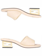 Fendi FF Baguette Motif Nappa Leather Sandals Beige