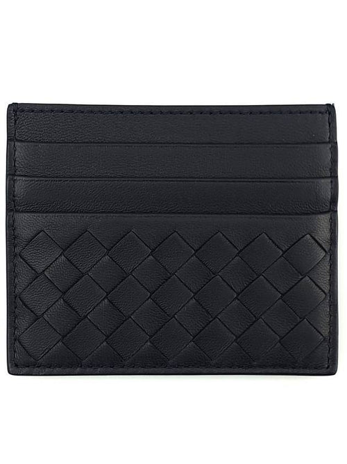 Bottega Veneta Intrecciato Weaving Card Wallet Navy