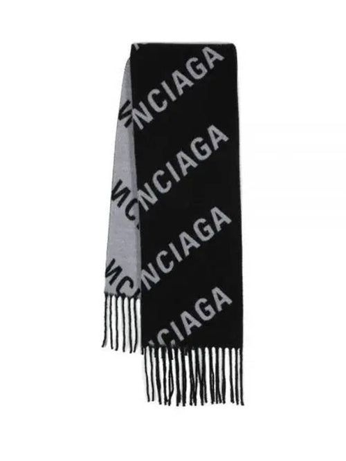Balenciaga All-Over Logo Muffler Black