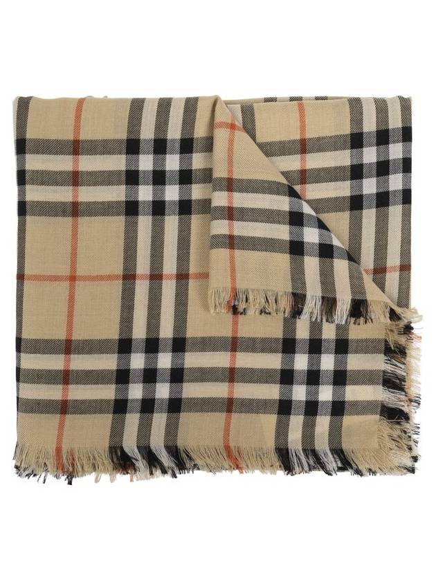 Burberry Check Cashmere Silk Scarf Sand