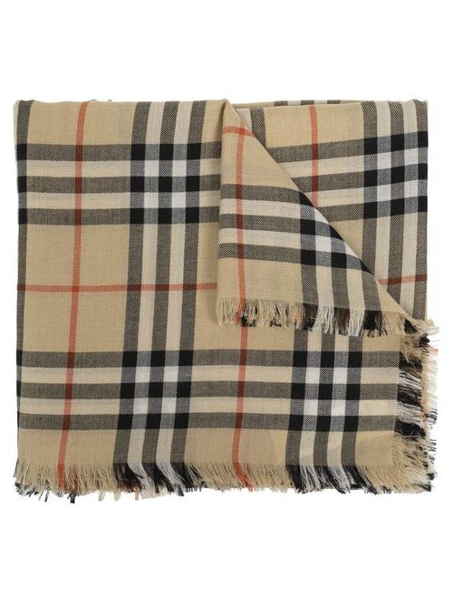Burberry Check Cashmere Silk Scarf Sand
