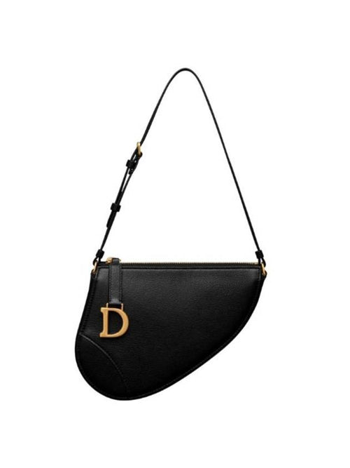 Saddle Rodeo Goatskin Pouch Bag Black Dior