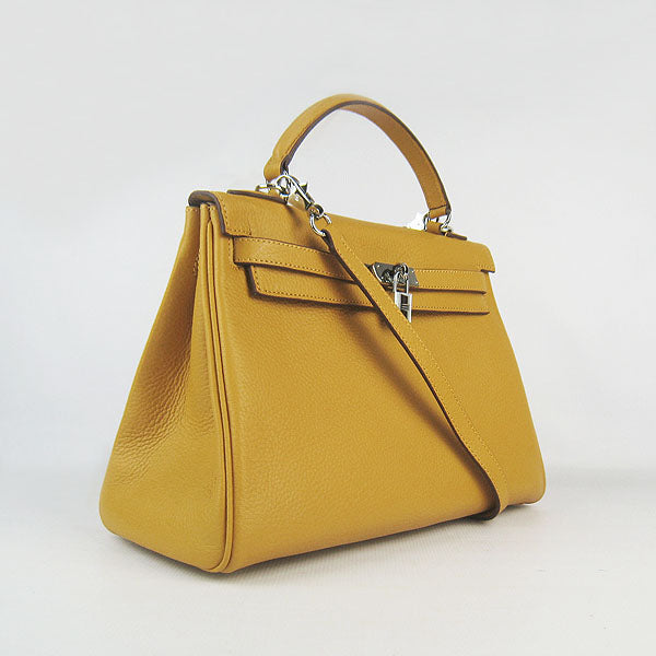 Hermes Kelly 32cm Togo Leather Handbag 6108 Yellow Silve
