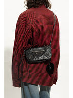 Balenciaga Zipper Stud Arena Lambskin Shoulder Bag Black
