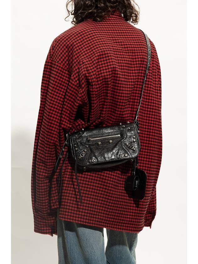 Balenciaga Zipper Stud Arena Lambskin Shoulder Bag Black